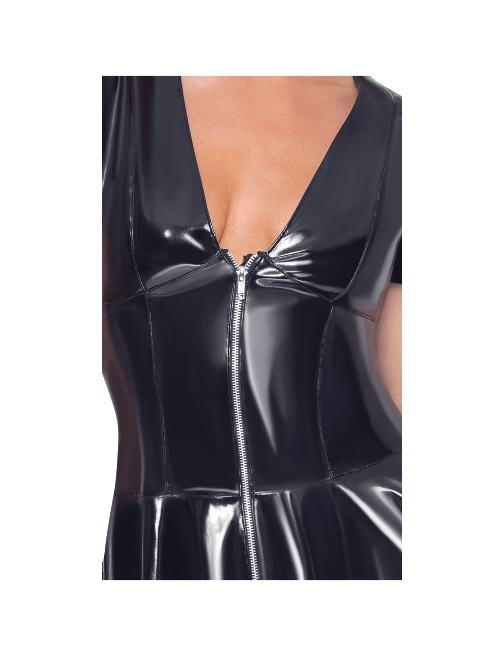 Robe Vinyle Noir Brillant Jessy Black Level – Image 3