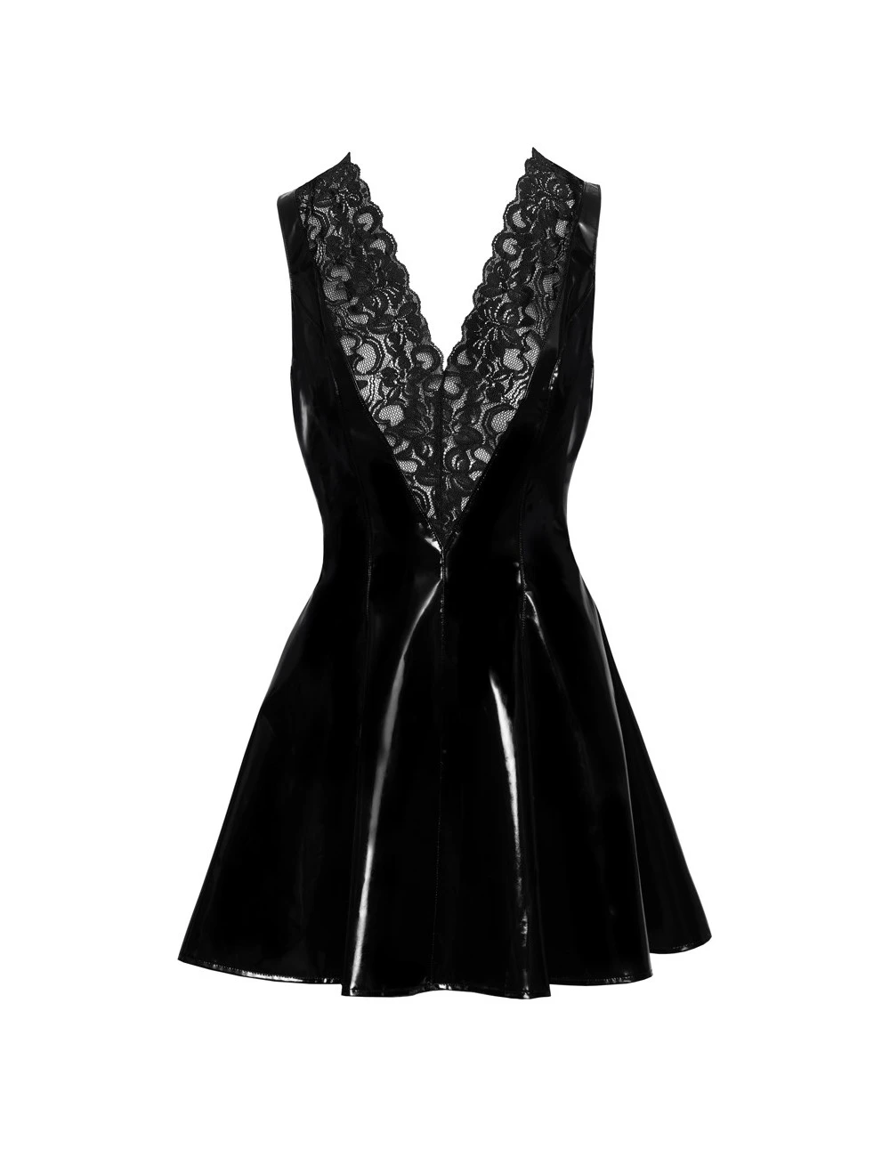 Robe Vinyle Noir Dentelle Black Level – Image 4
