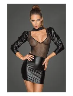 Robe Vinyle Résille Rebellious Noir Handmade