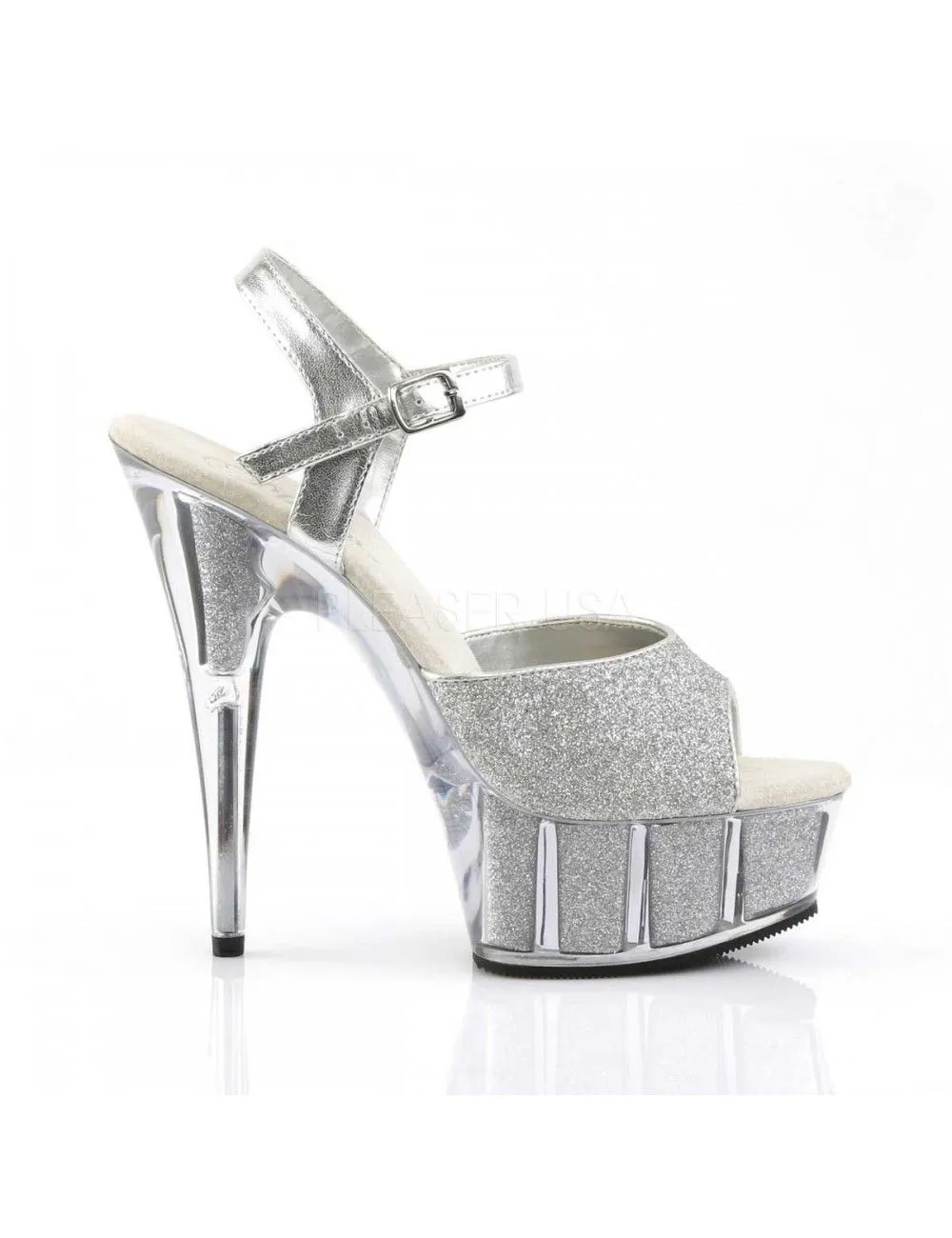 Pleaser USA Shoes Sandales Fun Et Paillète Argent PLEASER – Image 5