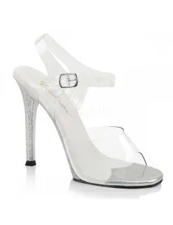 Pleaser USA Shoes Sandales Gala Transparente Et Satinées Talon Haut Pleaser