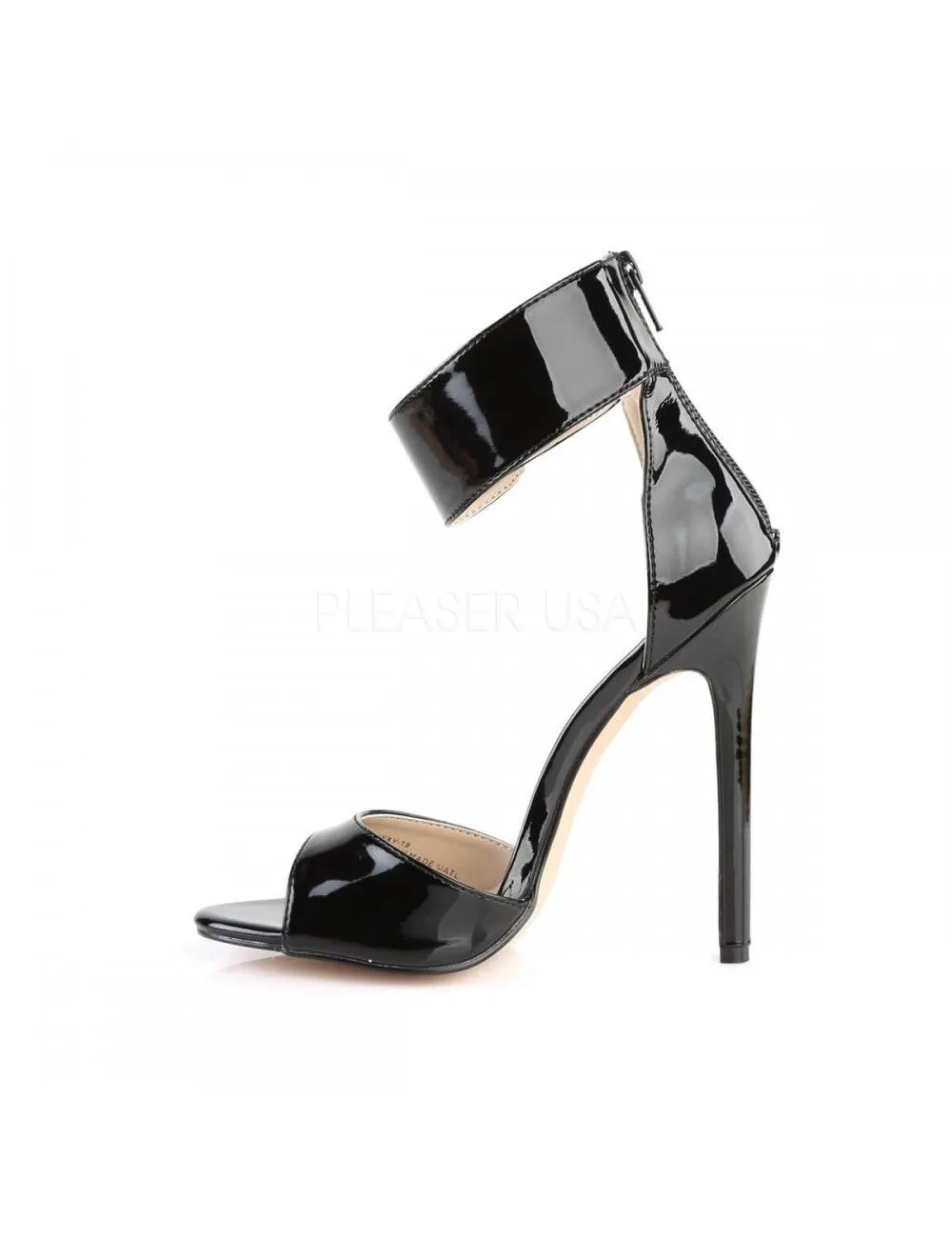 Pleaser USA Shoes Sandales Haut Talon Aiguilles Noires Vernis Pleaser – Image 3