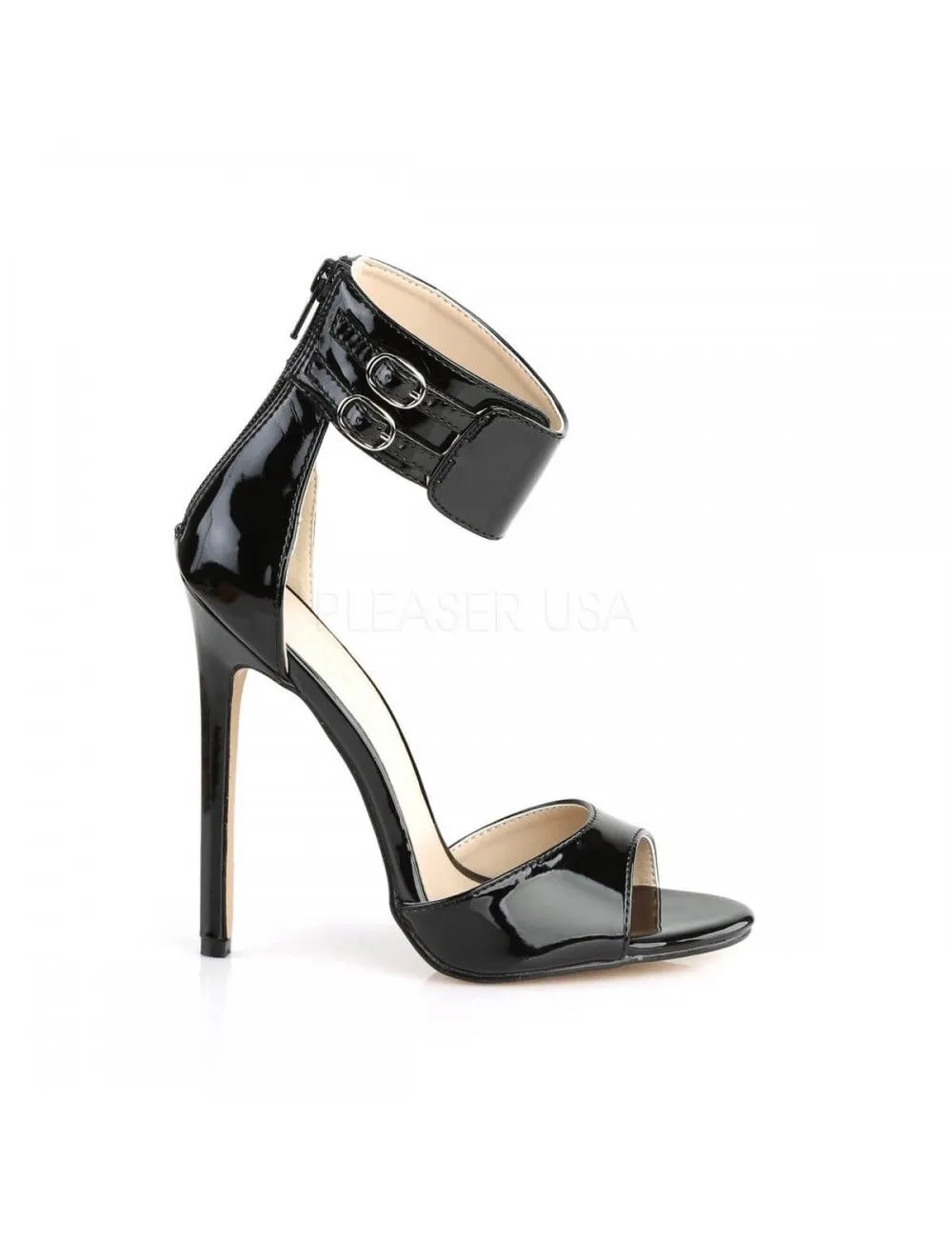 Pleaser USA Shoes Sandales Haut Talon Aiguilles Noires Vernis Pleaser – Image 5
