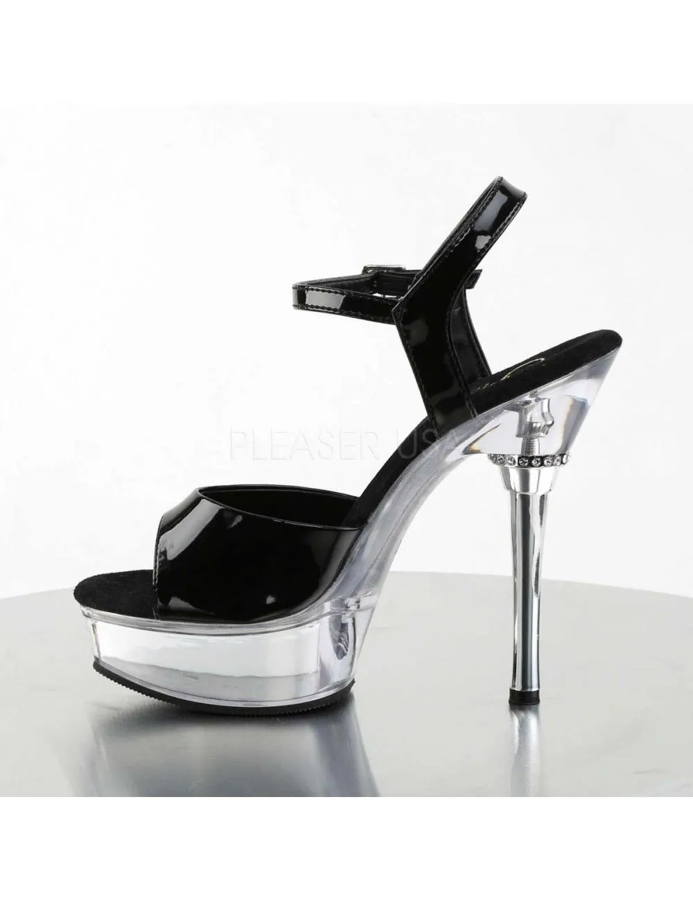 Pleaser USA Shoes Sandales Noir Vernis Allure 609 – Image 3