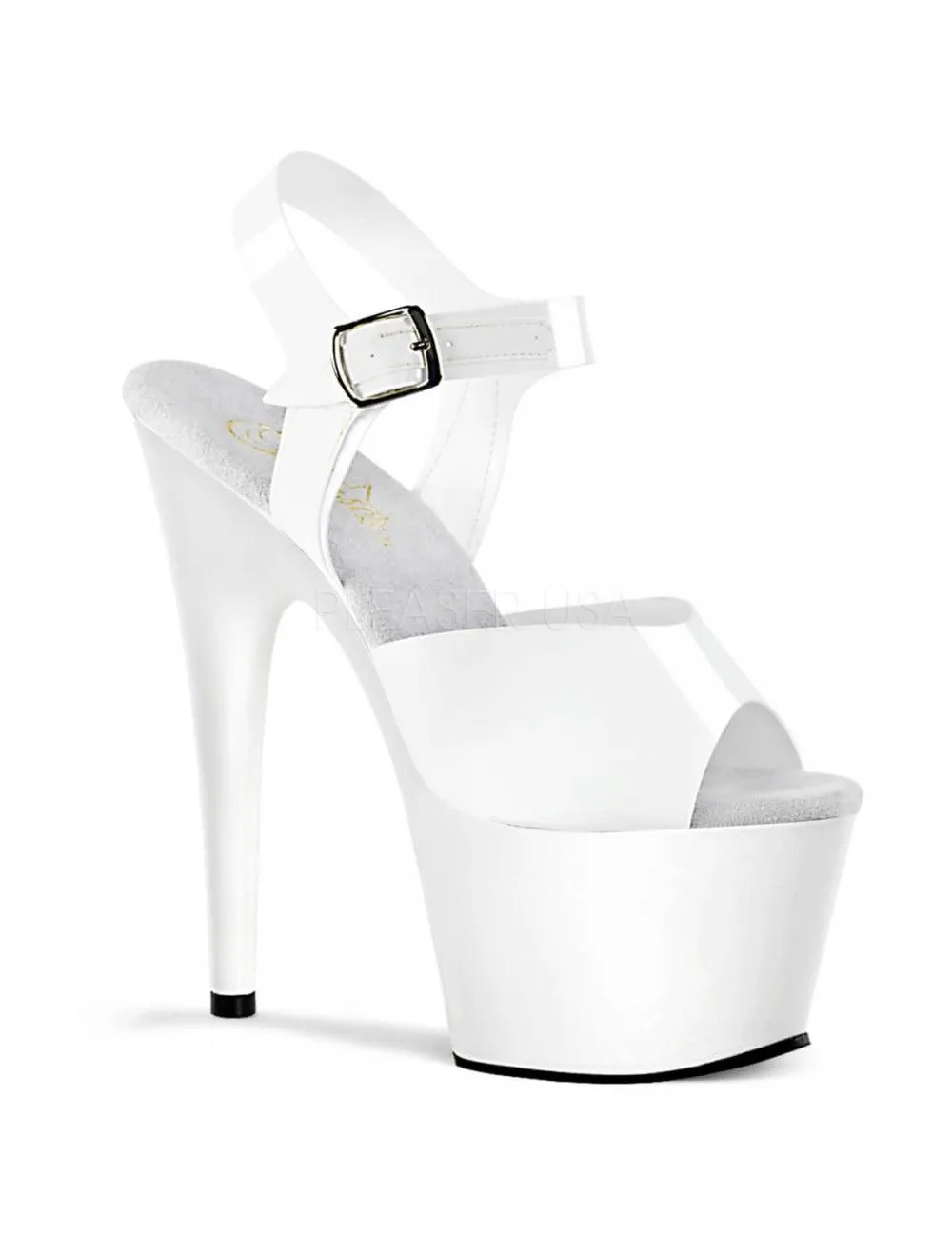 Pleaser USA Shoes Sandales Plateforme Adore 708N Blanc Vernis Pleaser