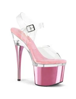 Pleaser USA Shoes Sandales Plateforme Esteem 708 Rose Chrome