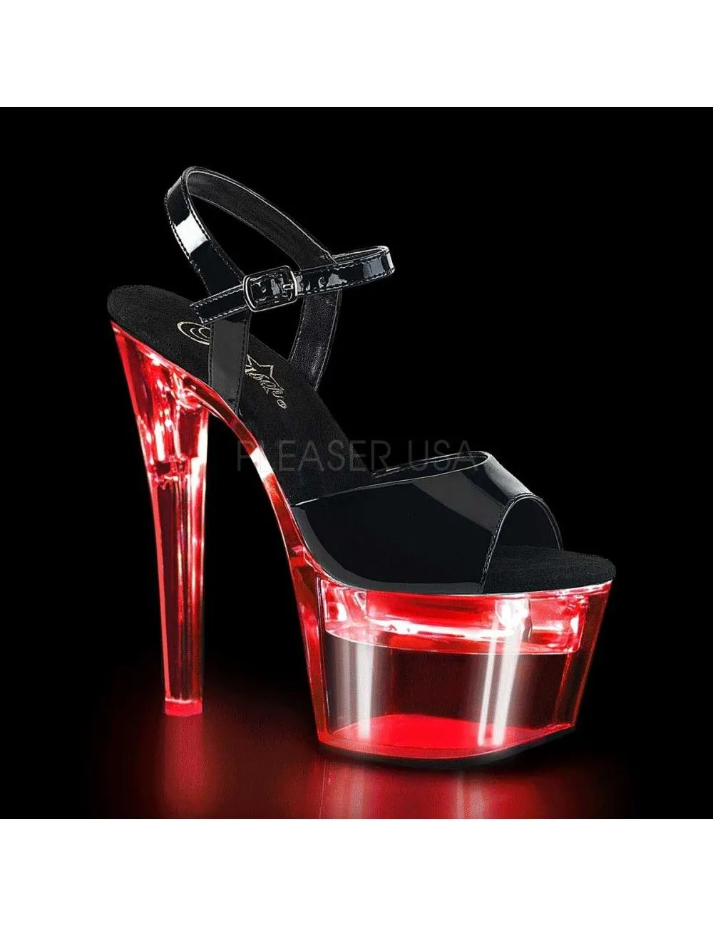 Pleaser USA Shoes Sandales Plateforme Flashdance Noir Brillant PLEASER