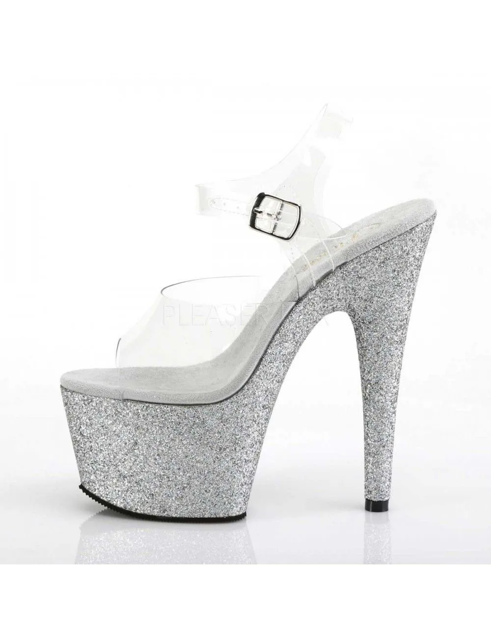 Pleaser USA Shoes Sandales Plateforme Mini Paillettes Argent Sexy Pleaser – Image 3