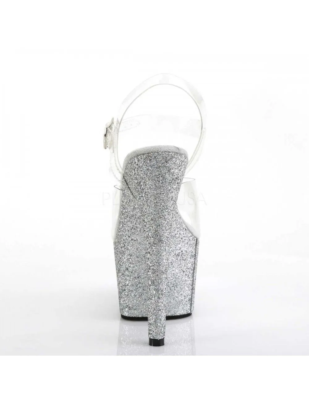 Pleaser USA Shoes Sandales Plateforme Mini Paillettes Argent Sexy Pleaser – Image 4