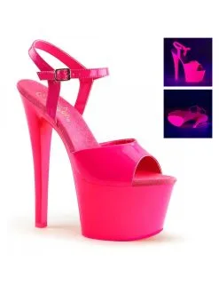 Pleaser USA Shoes Sandales Plateforme Néon Rose Brillant PLEASER