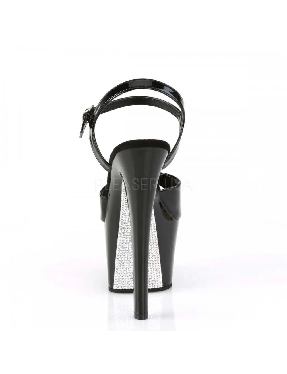 Pleaser USA Shoes Sandales Plateforme Noir Dessous Strass Argent Luxe Pleaser – Image 4