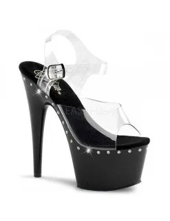Pleaser USA Shoes Sandales Plateforme Noir Pole Dance Strass Pleaser