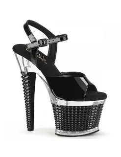 Pleaser USA Shoes Sandales Plateforme Noir Vernis Spectator 709 PLEASER