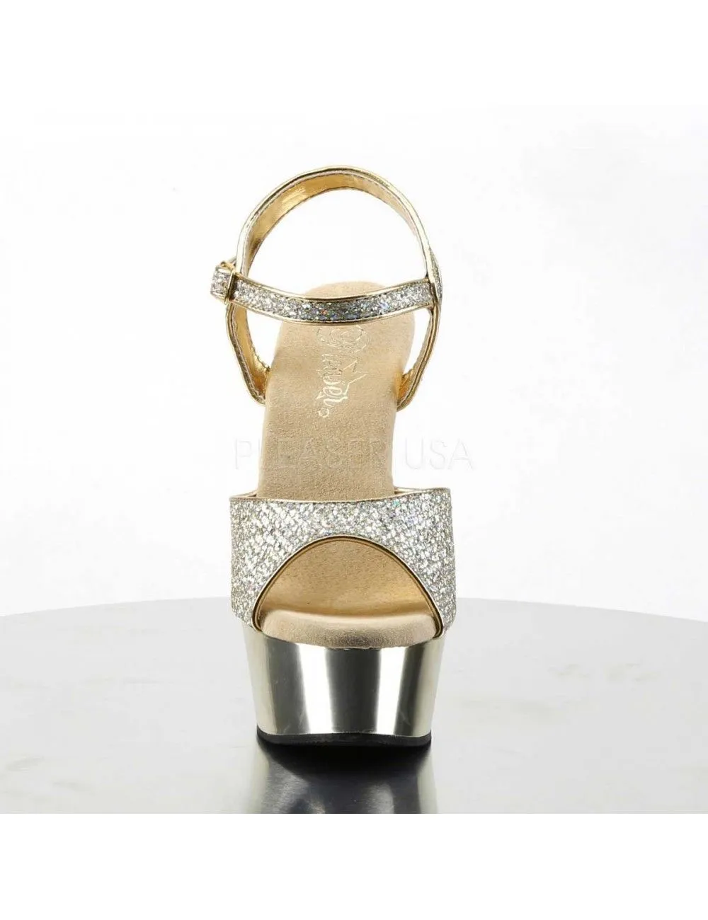 Pleaser USA Shoes Sandales Plateforme Or Et Strass PLEASER – Image 2