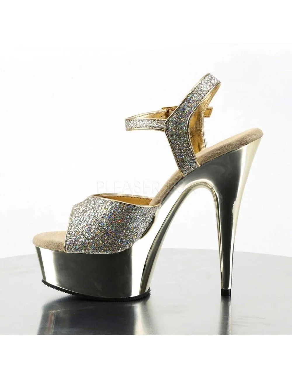 Pleaser USA Shoes Sandales Plateforme Or Et Strass PLEASER – Image 3