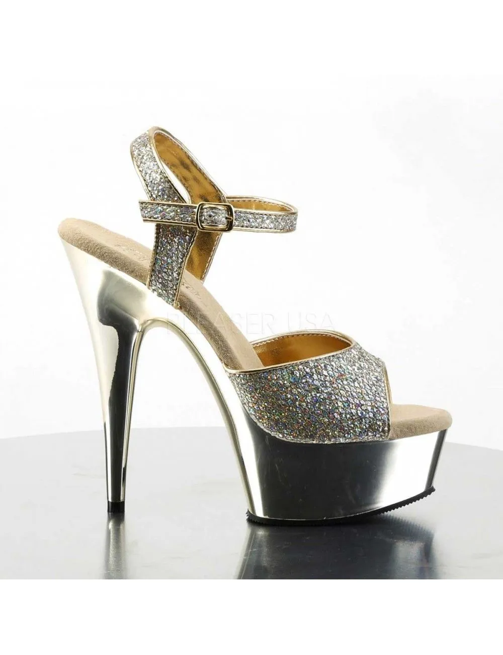 Pleaser USA Shoes Sandales Plateforme Or Et Strass PLEASER – Image 5