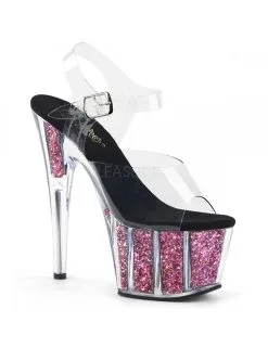Pleaser USA Shoes Sandales Plateforme Pailleté Rose Confetti Sexy Pleaser