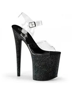 Pleaser USA Shoes Sandales Plateforme Pailletée Très Haut Talon Noir Pleaser