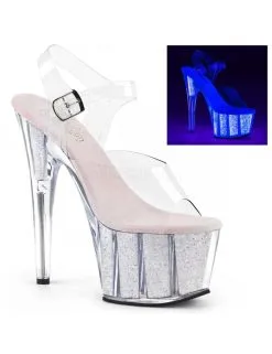 Pleaser USA Shoes Sandales Plateforme Pailletées Blanc Uv Pleaser
