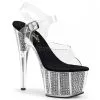 Pleaser USA Shoes Sandales Plateforme Pole Dance Argent Strass Pleaser