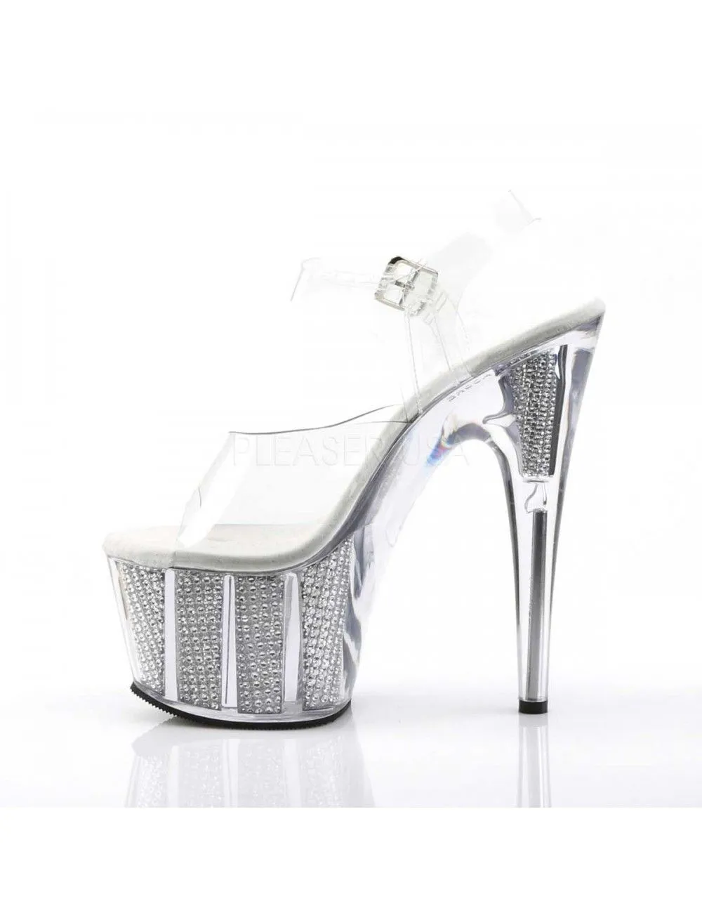 Pleaser USA Shoes Sandales Plateforme Pole Dance Blanc Strass Pleaser – Image 3
