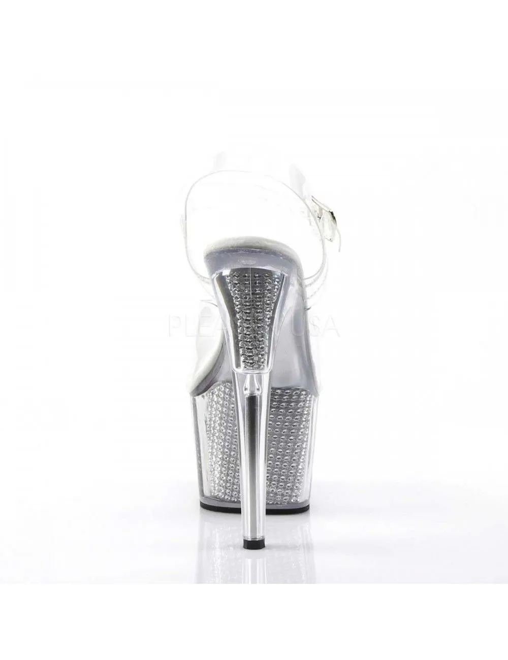 Pleaser USA Shoes Sandales Plateforme Pole Dance Blanc Strass Pleaser – Image 4
