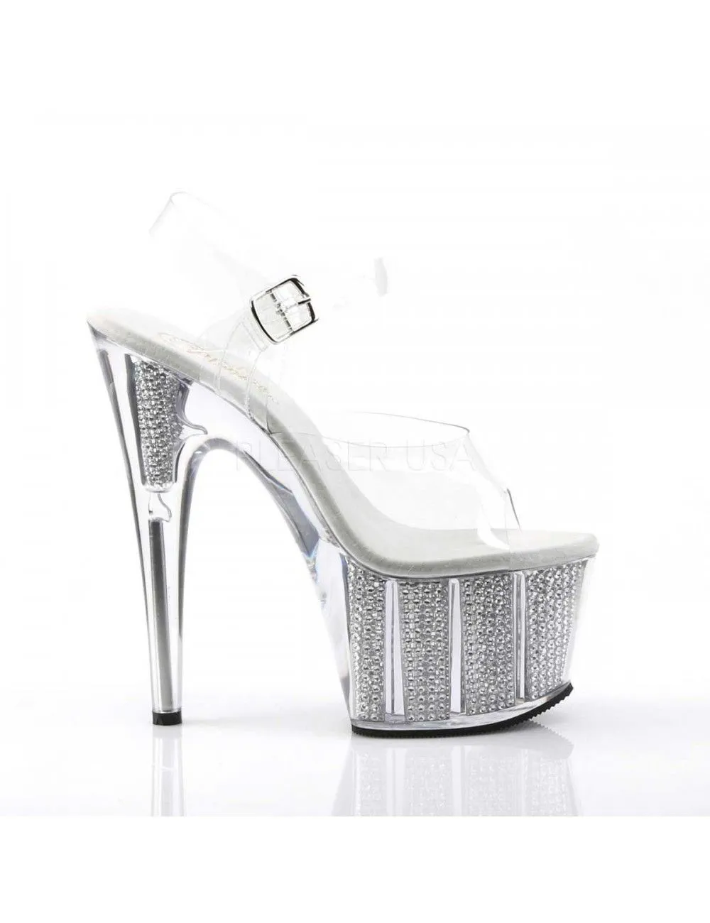 Pleaser USA Shoes Sandales Plateforme Pole Dance Blanc Strass Pleaser – Image 5