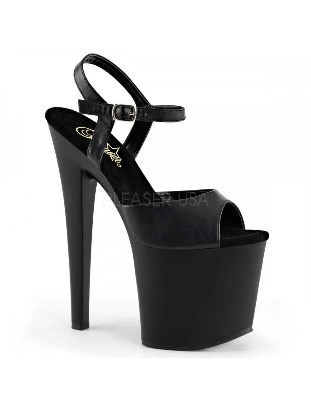 Pleaser USA Shoes Sandales Plateforme Talon Très Haut Noir Mat Taboo PLEASER
