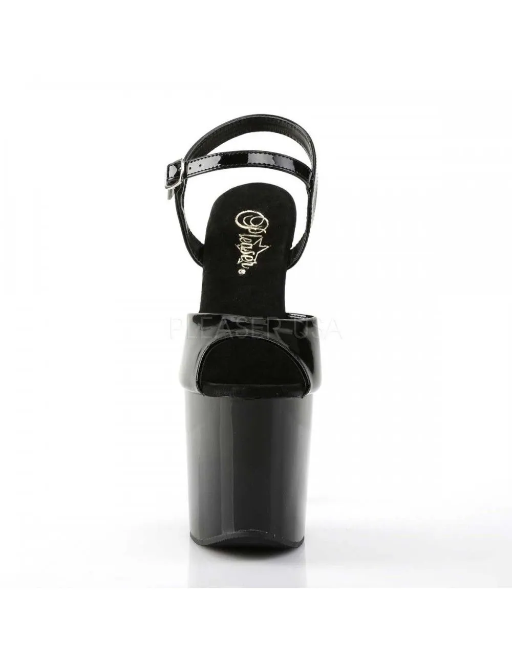 Pleaser USA Shoes Sandales Plateforme Talon Très Haut Noir Vernis Taboo PLEASER – Image 2