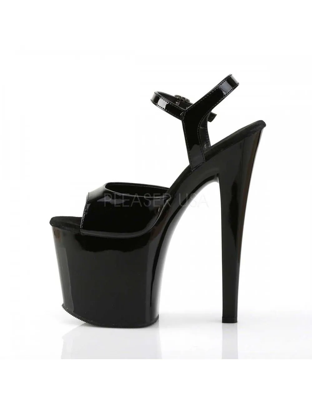Pleaser USA Shoes Sandales Plateforme Talon Très Haut Noir Vernis Taboo PLEASER – Image 3