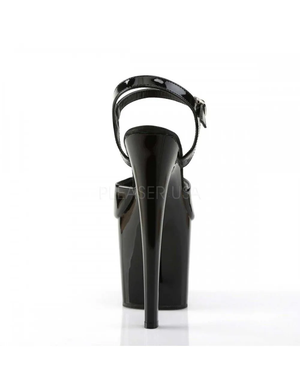 Pleaser USA Shoes Sandales Plateforme Talon Très Haut Noir Vernis Taboo PLEASER – Image 4