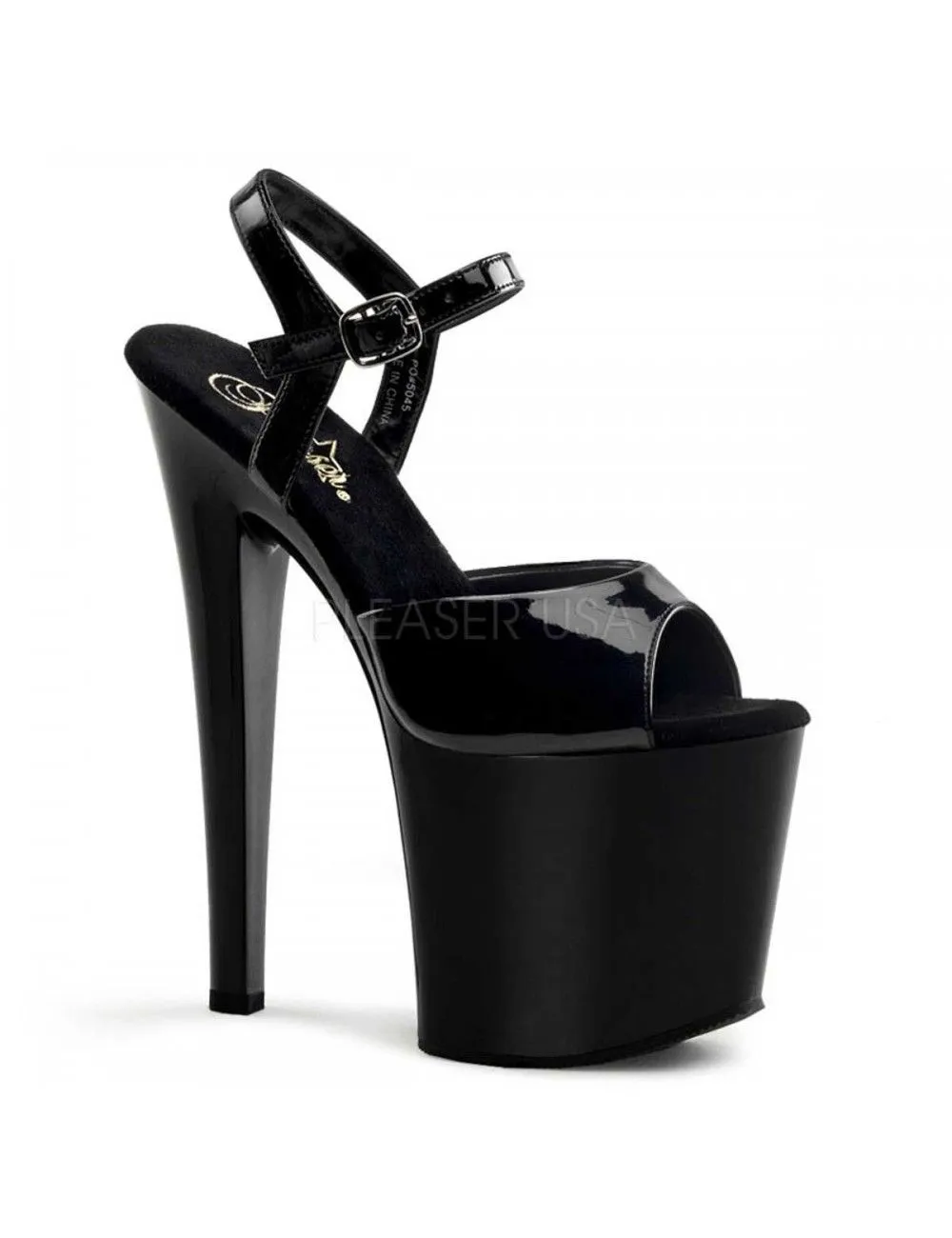 Pleaser USA Shoes Sandales Plateforme Talon Très Haut Noir Vernis Taboo PLEASER