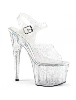 Pleaser USA Shoes Sandales Plateforme Transparente Full Paillette Sexy Pleaser