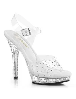 Pleaser USA Shoes Sandales Plateforme Transparente Full Strass Pleaser