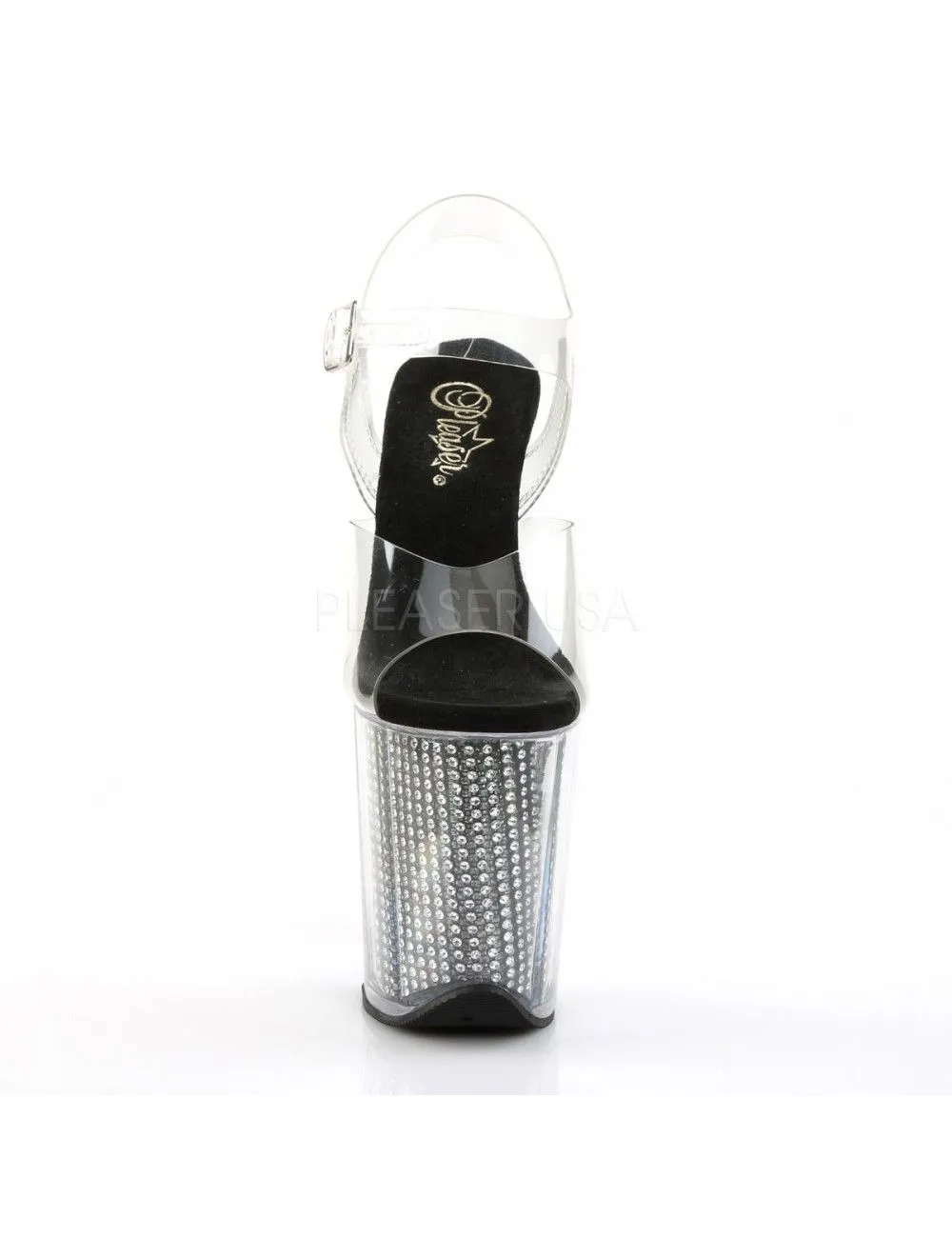 Pleaser USA Shoes Sandales Plateforme Très Haut Talon Argent Strass Pleaser – Image 2