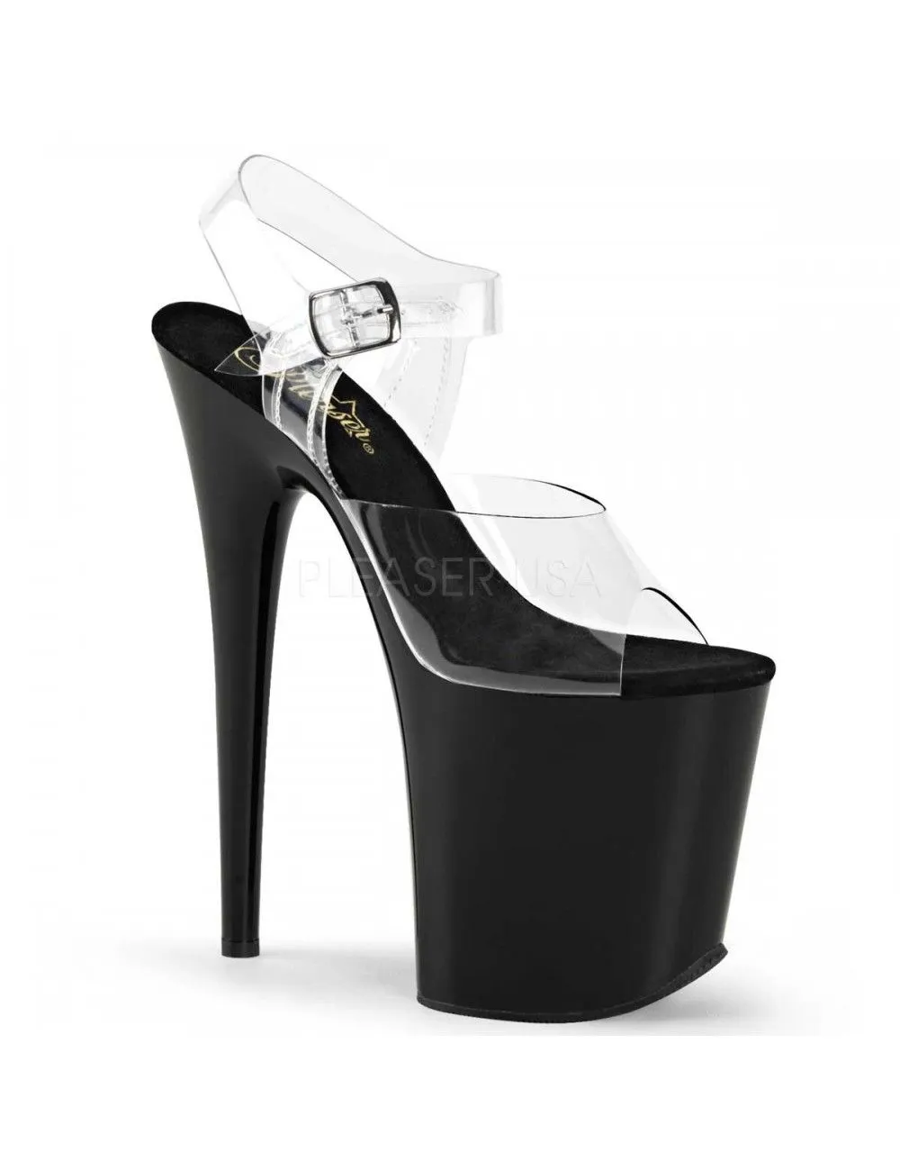Pleaser USA Shoes Sandales Plateforme Très Haut Talon Noir Pleaser
