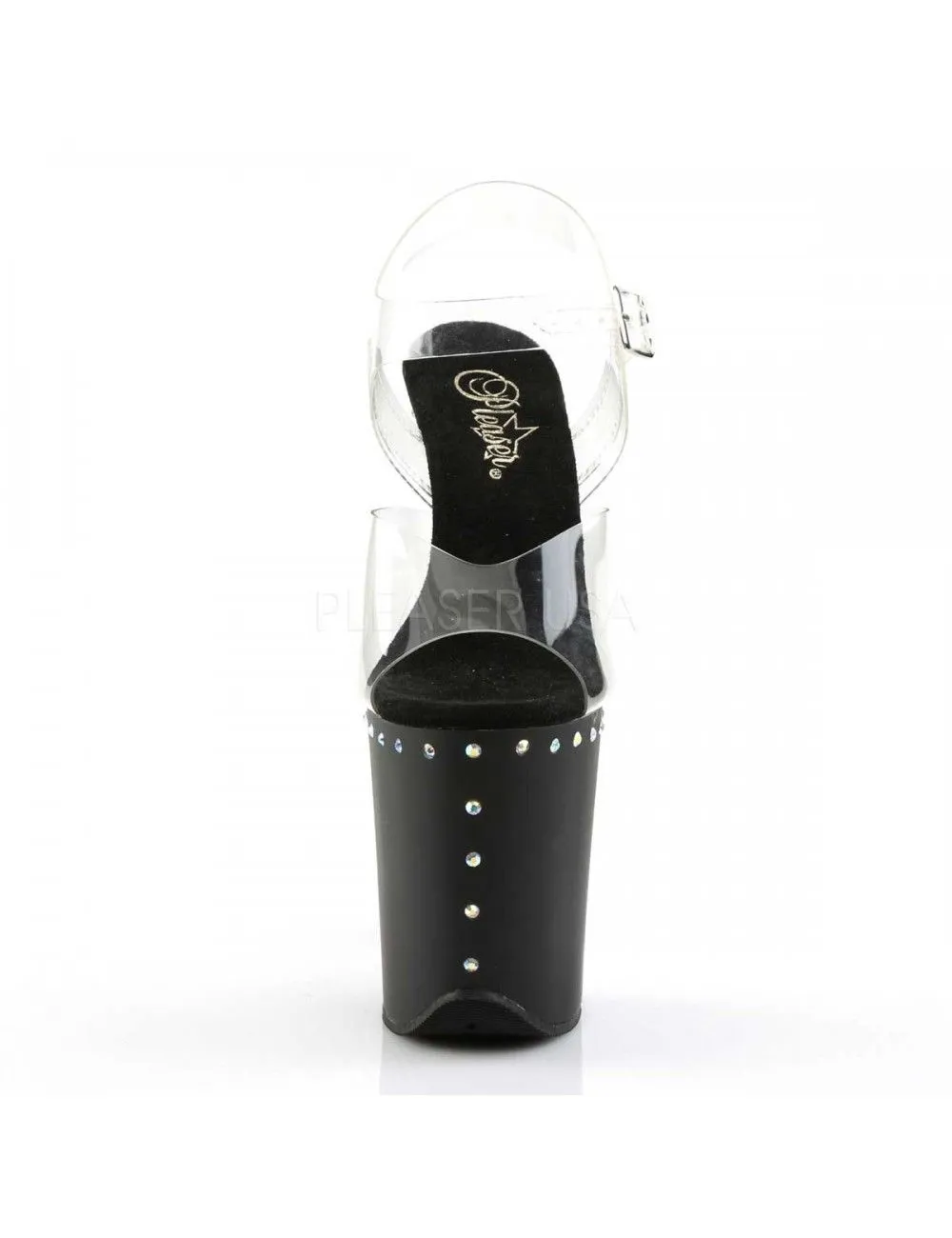 Pleaser USA Shoes Sandales Plateforme Très Haut Talon Noir Strass Pleaser – Image 2