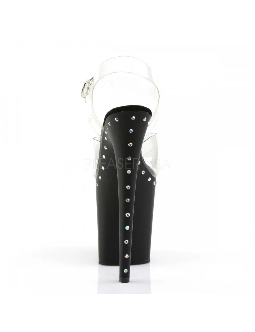 Pleaser USA Shoes Sandales Plateforme Très Haut Talon Noir Strass Pleaser – Image 4