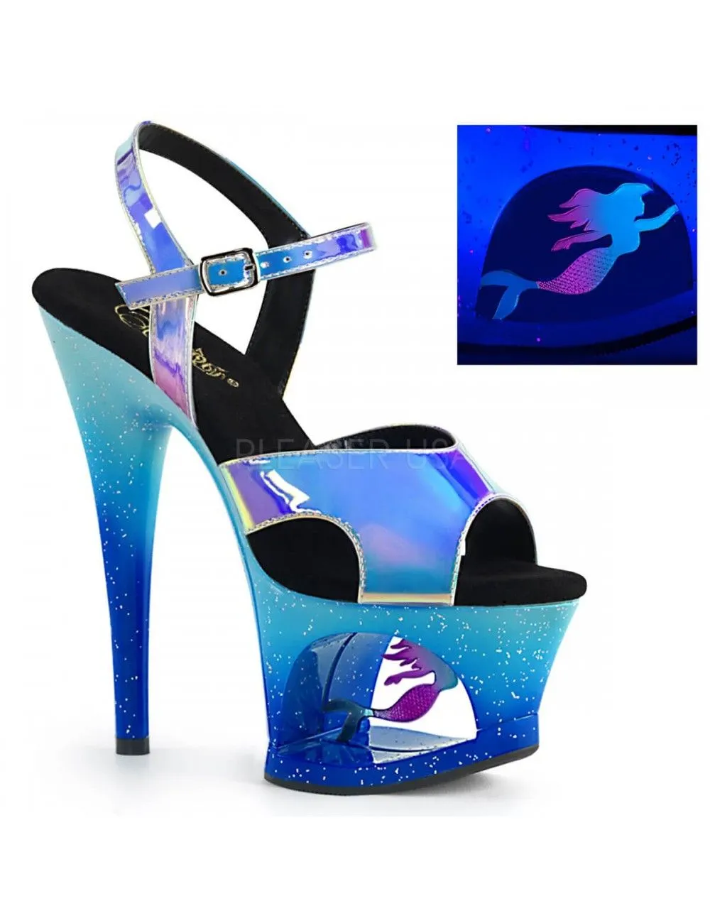 Pleaser USA Shoes Sandales Plateformes Bleu Sirène PLEASER