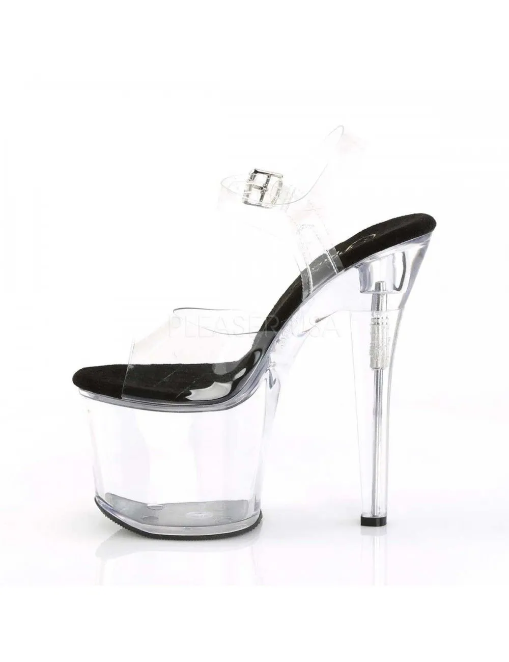 Pleaser USA Shoes Sandales Plateformes Haut Talon Transparent Semelle Noir Radiant Pleaser – Image 3