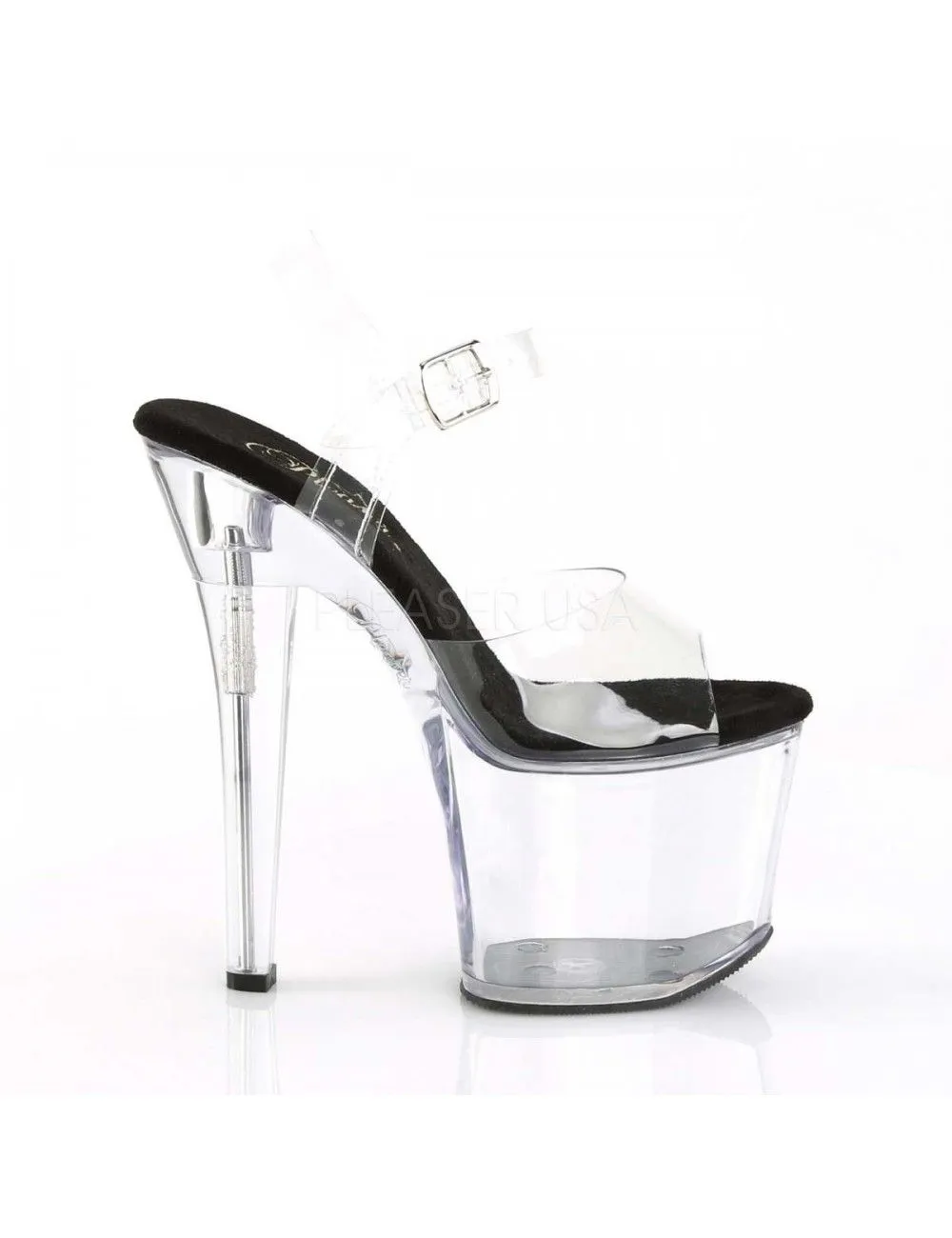 Pleaser USA Shoes Sandales Plateformes Haut Talon Transparent Semelle Noir Radiant Pleaser – Image 5