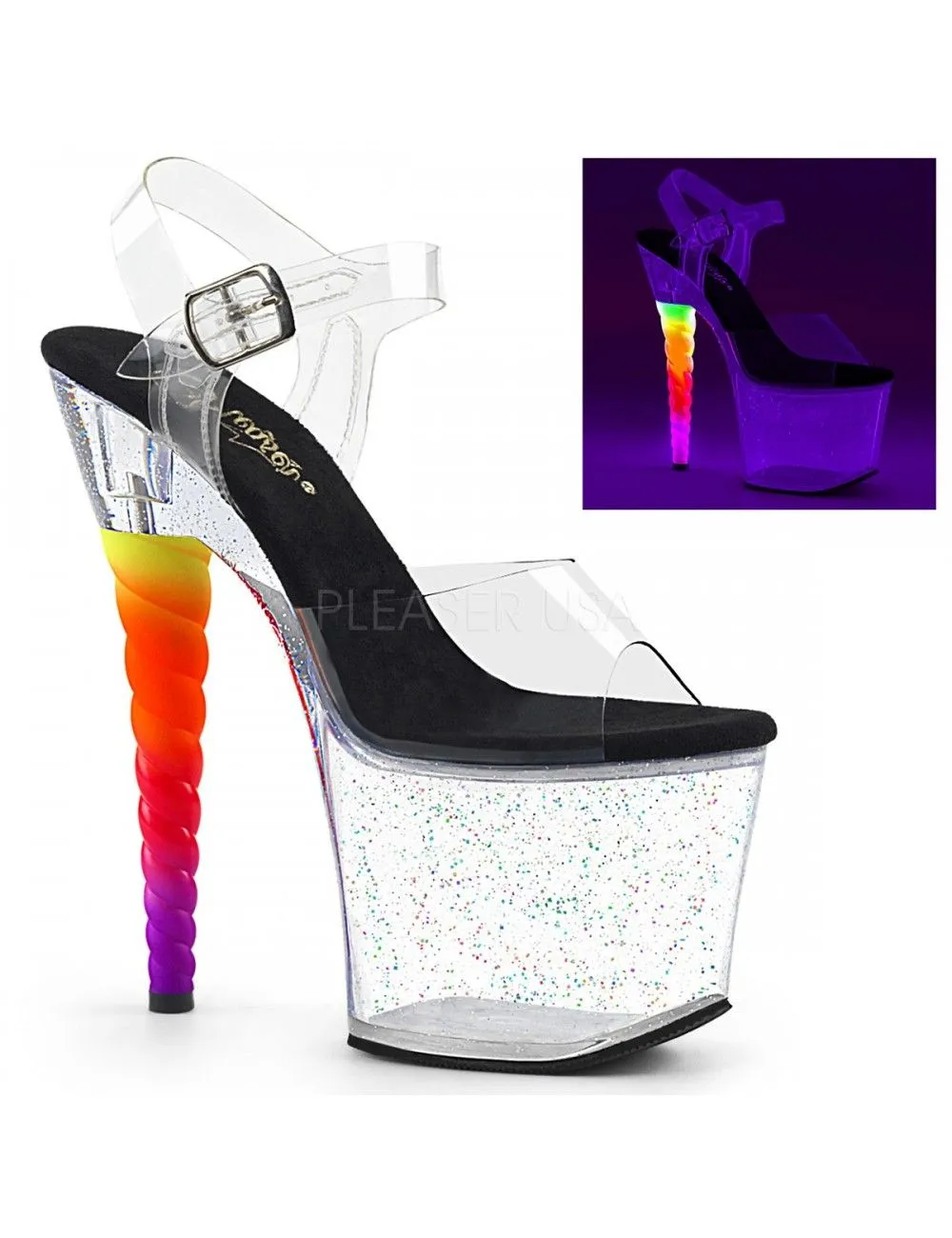Pleaser USA Shoes Sandales Plateformes Haut Talon Unicorn Multicolor Pleaser