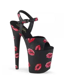 Pleaser USA Shoes Sandales Plateformes Kiss Flamingo Noir Pleaser
