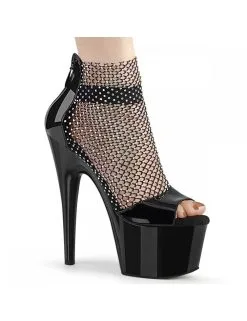 Pleaser USA Shoes Sandales Plateformes Maille Strass Noir Pleaser