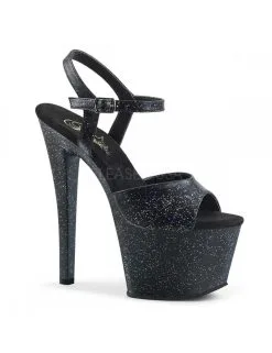 Pleaser USA Shoes Sandales Plateformes Noir Mat Pailleté Sky PLEASER