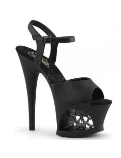 Pleaser USA Shoes Sandales Plateformes Noir Mat Skull PLEASER
