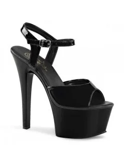 Pleaser USA Shoes Sandales Plateformes Noir Vernis Aspire Pleaser