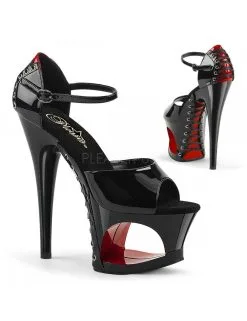 Pleaser USA Shoes Sandales Plateformes Noir Vernis Look Corset PLEASER