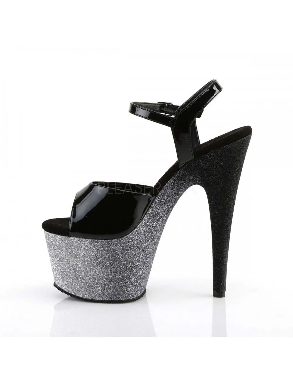Pleaser USA Shoes Sandales Plateformes Pailletées Talons Vertigineux Gris Noir PLEASER – Image 3