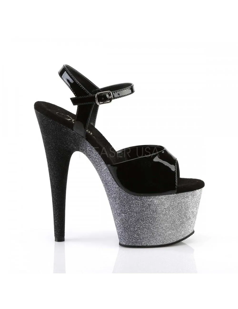 Pleaser USA Shoes Sandales Plateformes Pailletées Talons Vertigineux Gris Noir PLEASER – Image 5